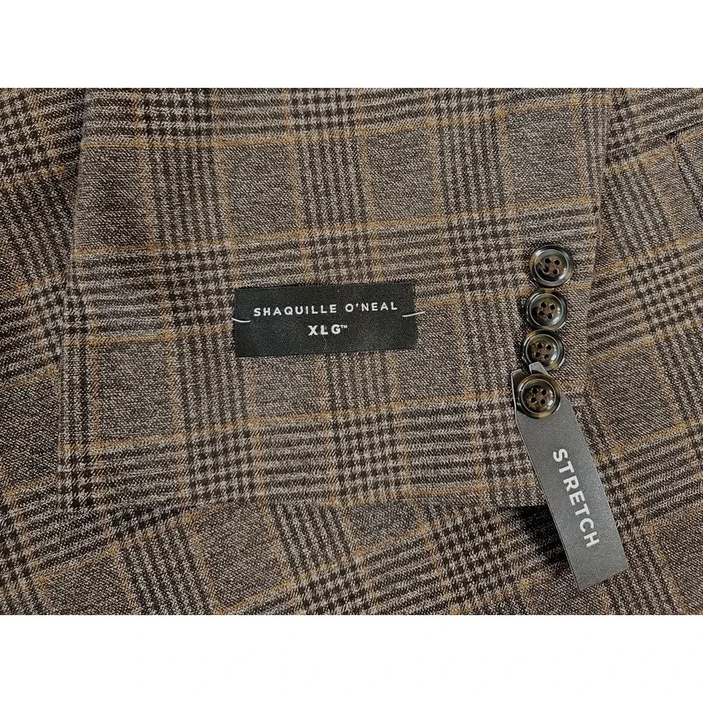Shaquille O'Neal Suit Jacket 58 REGULAR Sport Coat Brown Stretch NEW